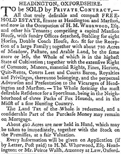 Manor sale 1804